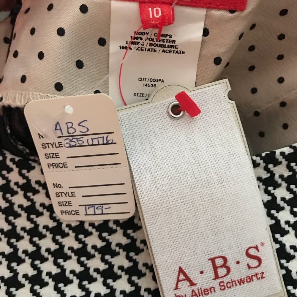 ABS Black & White Houndstooth Pattern  Dress- NWT
